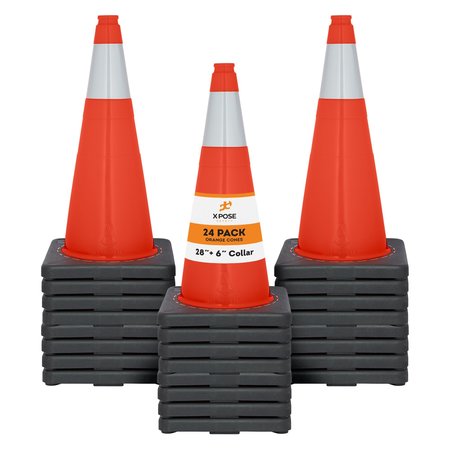 XPOSE SAFETY Traffic Cone, PVC, 28" H, Orange OTC28-6-24-X